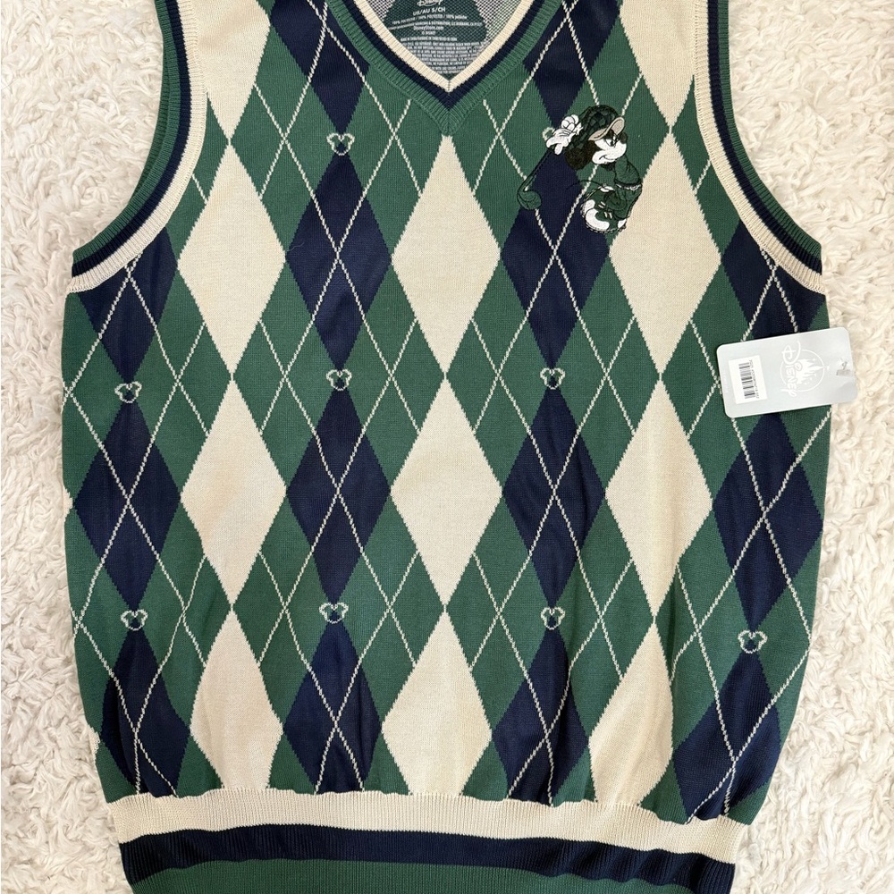 Disney Green and Blue Argyle Sweater Vest